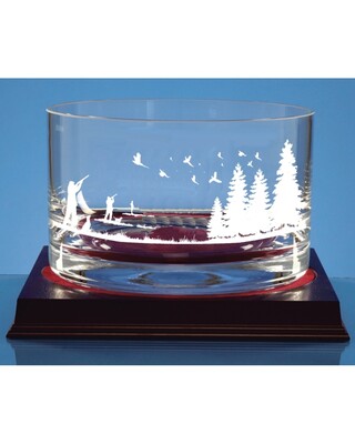 Engraved Large fruit Bowl with Shooting Scene engraving