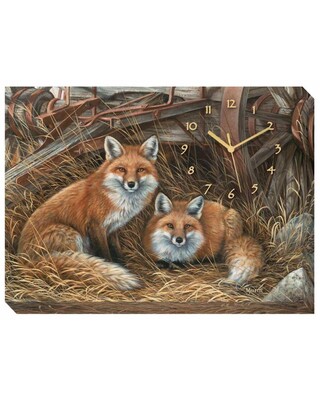 Rustic RetreatFoxes Canvas Clock
