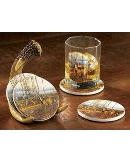 "Birch Line" Deer Drinks Coasters x 4