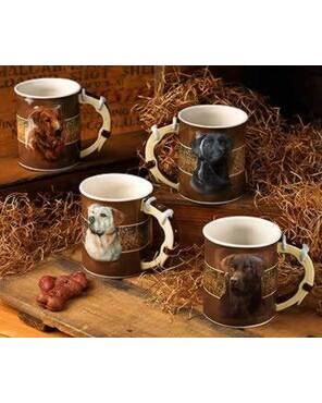 Sculptured Dog Mugs...Yellow Labrador