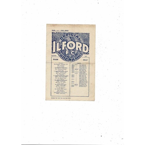 1946/47 Ilford v Walthamstow Isthmian League Football Programme