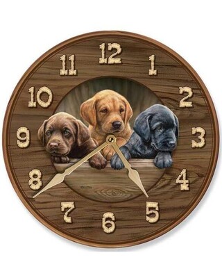 Quartz Wall Clock "All hands on Deck" - Labrador Puppies
