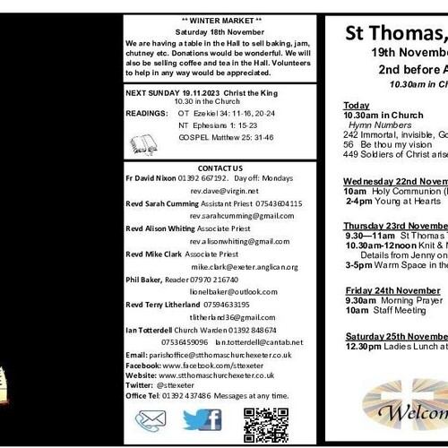 Pew Sheet | The Parish of St Thomas, Exeter
