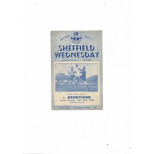 1951/52 Sheffield Wednesday v Brentford Football Programme