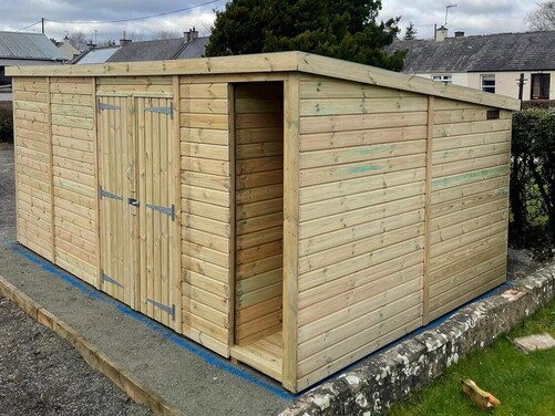 #P056 16x10 Pent Shed with Log Store