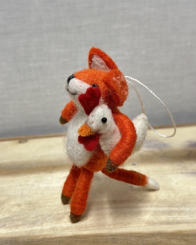 Fox with chicken decoration