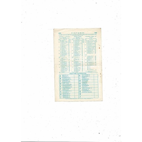 Manchester City v Huddersfield Town Central League Football Programme 1959/60