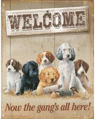 "Welcome, Now the gangs all here" TinSign