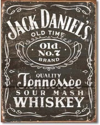 Jack Daniels- woodcut logo tin sign