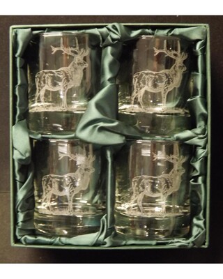 Red Deer Stag Whisky Glass sets x 4