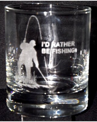 I'd rather be fishing Whisky Glasses x 4