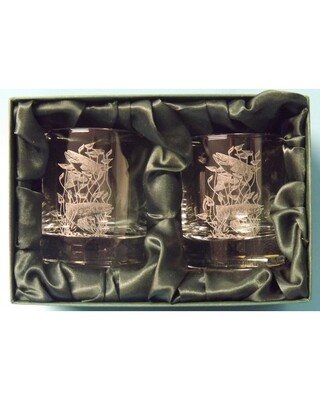 2 Engraved Whisky Glasses with Trout image