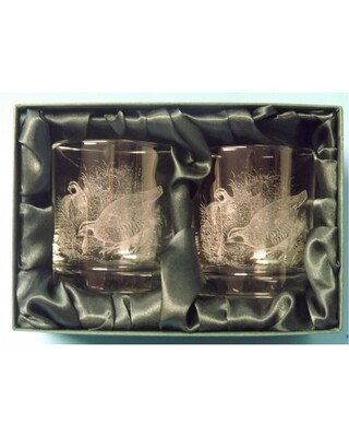 2 Engraved Whisky Glasses with Red Legged Partridge image