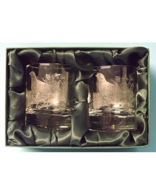 2 Engraved Whisky Glasses with English/ Grey Partridge image