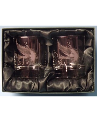 2 Engraved Whisky Glasses with Fishing Fly image