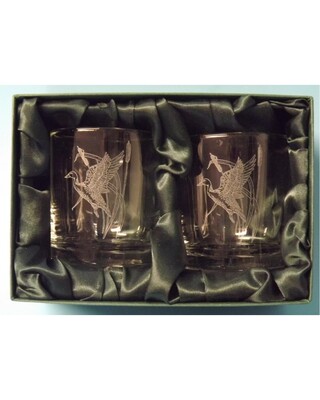 2 Engraved Whisky Glasses with Single Mallard image