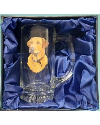American Stein glass with Yellow Labrador image