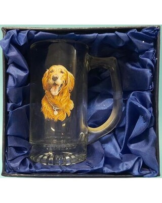 American Stein glass with Golden Retriever image
