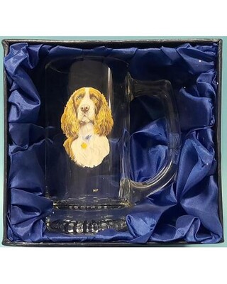 American Stein glass with Spaniel image