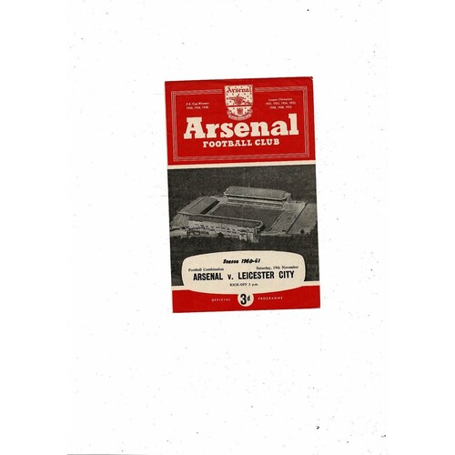 Arsenal v Leicester City Football Combination Programme 1960/61