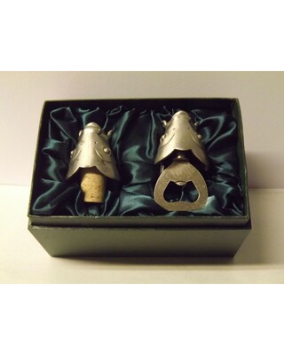 Beautiful white metal and nickel plated Carp head bottle combo set.