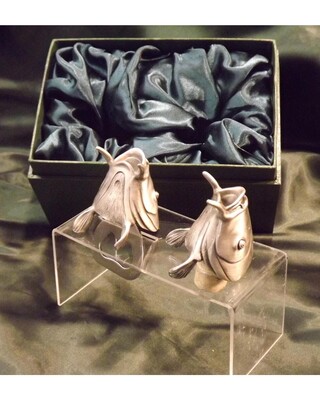 Beautiful white metal and nickel plated Carp head bottle combo set.