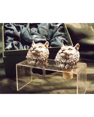 Beautiful white metal and nickel plated Tiger head bottle combo set.