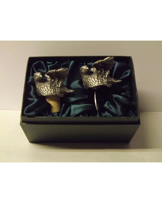 Beautiful white metal and nickel plated Quail bottle combo set.