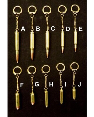 Genuine bullets with FMJ head made into keyrings