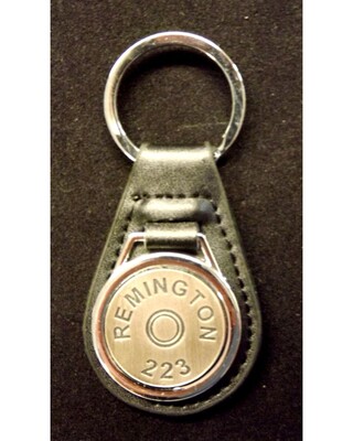 Antique Silver plated representation of a head stamp on a leather key fob