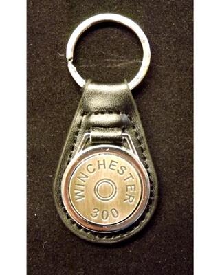 Antique Silver plated representation of a head stamp on a leather key fob