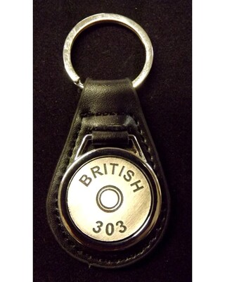 Antique Silver plated representation of a head stamp on a leather key fob