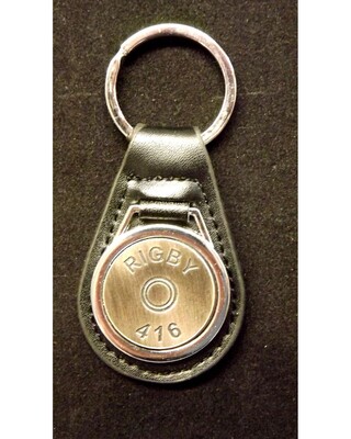 Antique Silver plated representation of a head stamp on a leather key fob