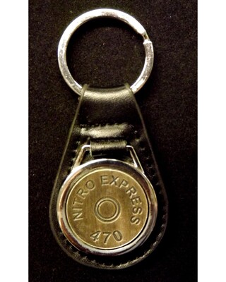 Antique Silver plated representation of a head stamp on a leather key fob