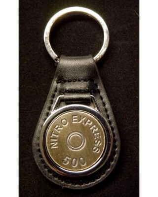 Antique Silver plated representation of a head stamp on a leather key fob