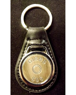 Antique Silver plated representation of a head stamp on a leather key fob