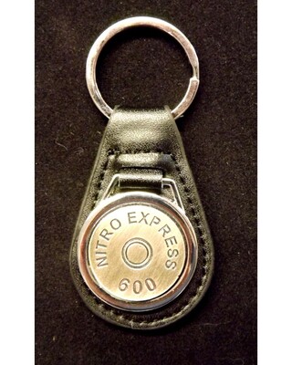 Antique Silver plated representation of a head stamp on a leather key fob