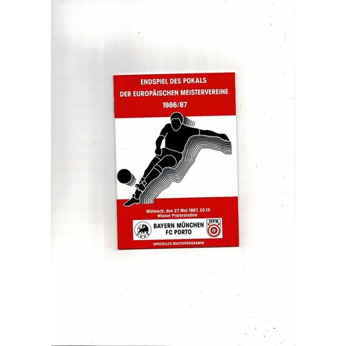 1987 Bayern Munchen v Porto European Cup Final Football Programme
