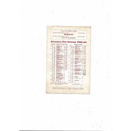 Nottingham Forest v Huddersfield Town Central League Football Programme 1967/68