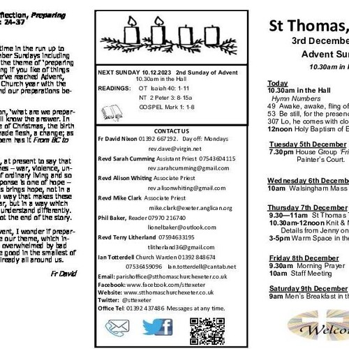 Pew Sheet | The Parish of St Thomas, Exeter