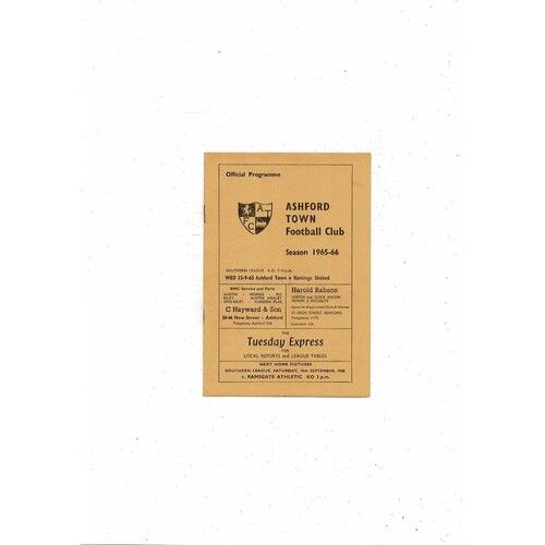 1965/66 Ashford Town v Hastings United Southern League Football Programme