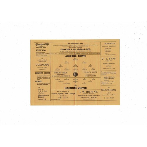 1965/66 Ashford Town v Hastings United Southern League Football Programme