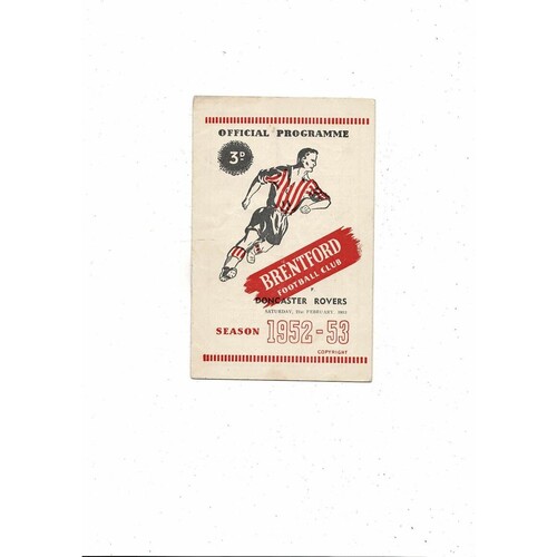 1952/53 Brentford v Doncaster Rovers Football Programme
