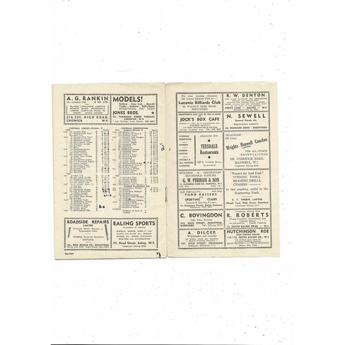 1952/53 Brentford v Doncaster Rovers Football Programme