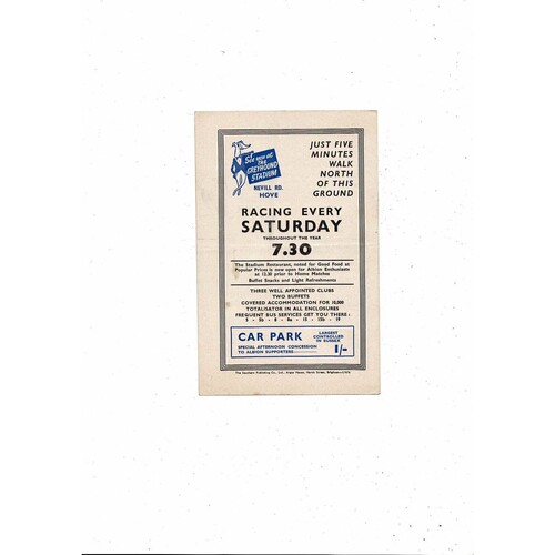 1958/59 Brighton v Ipswich Town Football Programme