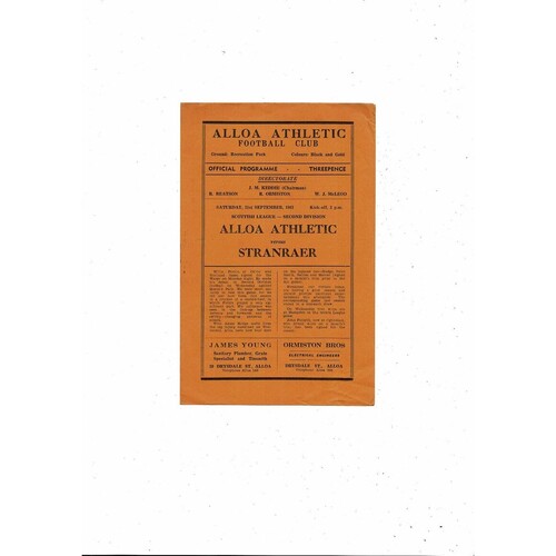 Alloa Football Programmes