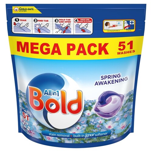 Bold All-In-1 Spring Awakening Washing Capsules 51W