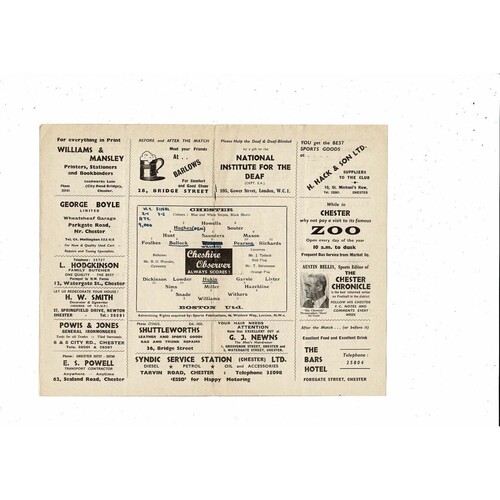 Chester v Boston United FA Cup Football Programme 1958/59