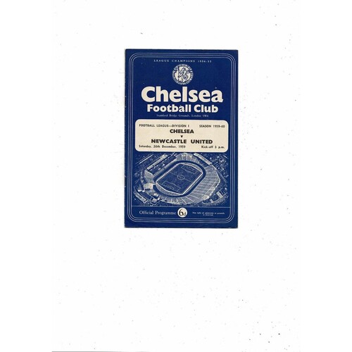 1959/60 Chelsea v Newcastle United Football Programme