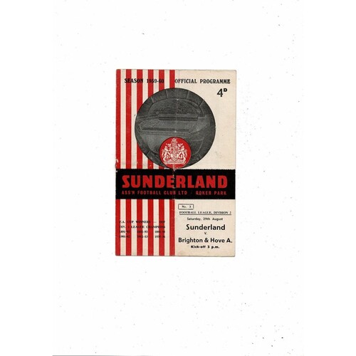 1959/60 Sunderland v Brighton Football Programme